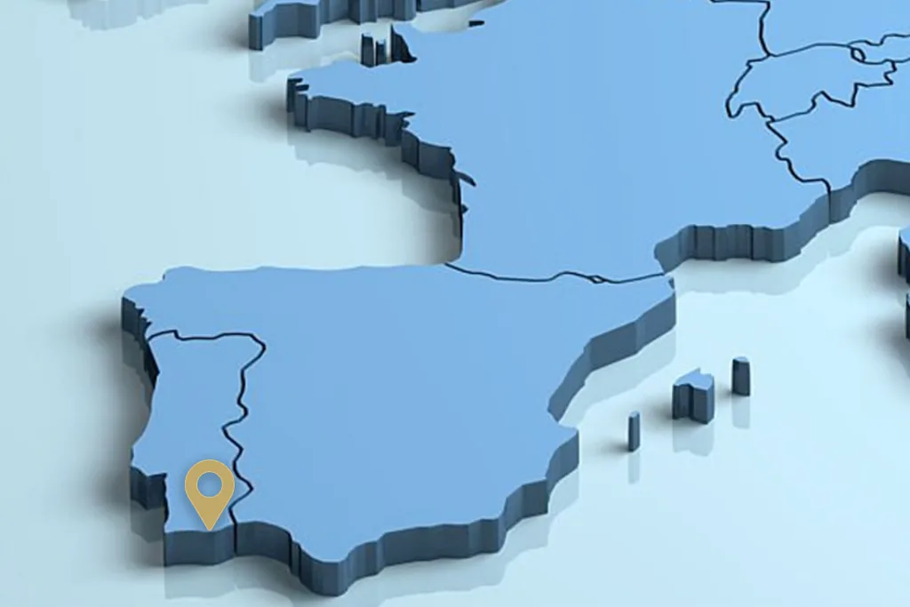 Map of the Iberian Peninsula with Portugal highlighted